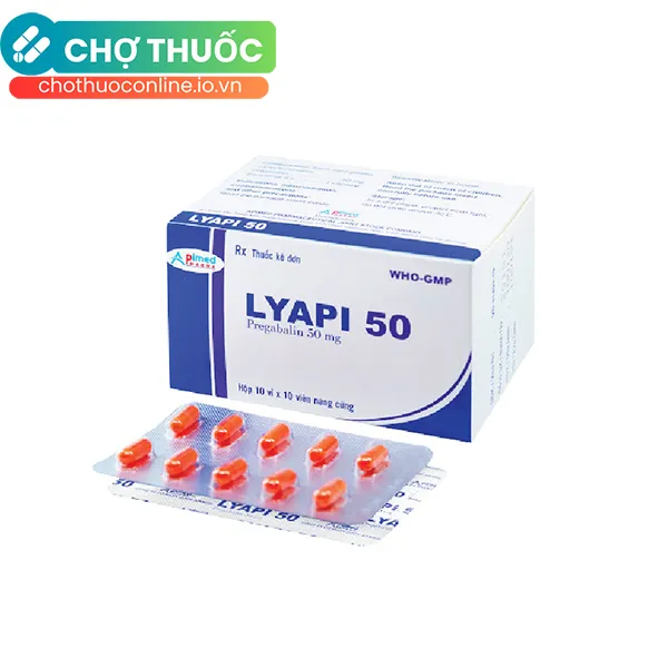 Thuốc Lyapi 50mg điều trị đau thần kinh, động kinh (10 vỉ x 10 viên)