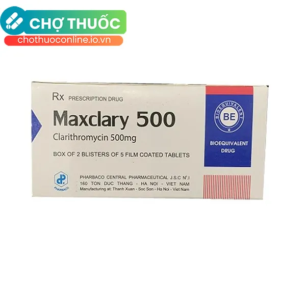 Thuốc Maxclary 500mg điều trị nhiễm khuẩn đường hô hấp (10 viên)