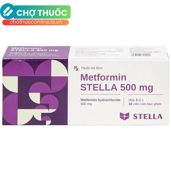 Thuốc Metformin Stella 500mg Điều Trị Bệnh Đái Tháo Đường Tuýp 2 (Hộp 3 Vỉ X 10 Viên)