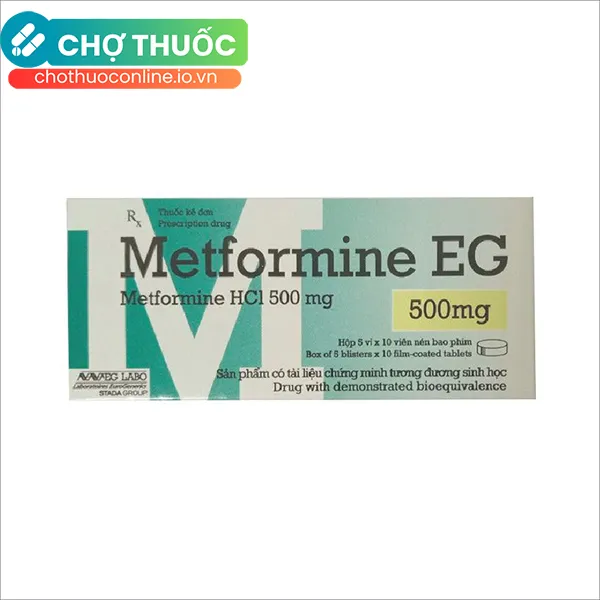 Thuốc Metformine EG 500mg Điều Trị Đái Tháo Đường (Hộp 5 Vỉ X 10 Viên)