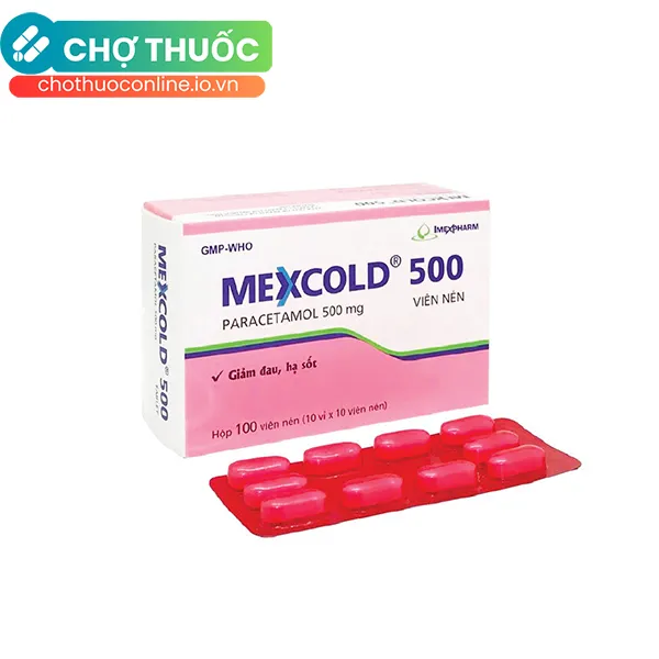 Thuốc Mexcold 500 Giúp Giảm Đau, Hạ Sốt (Hộp 10 Vỉ X 10 Viên)