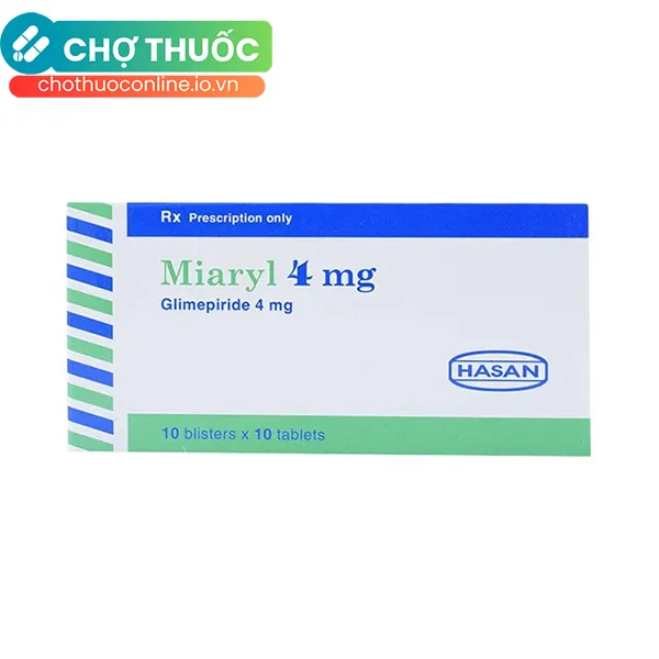 Thuốc Miaryl 4mg Điều Trị Đái Tháo Đường Tuýp 2 (Hộp 10 Vỉ X 10 Viên)