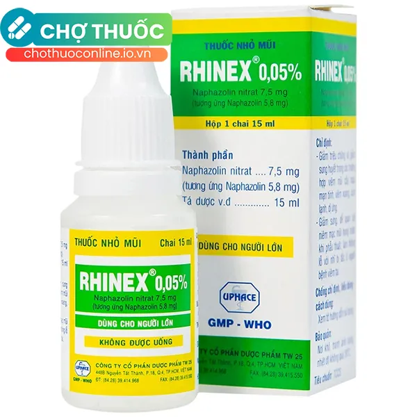 Thuốc nhỏ mũi Rhinex 0.05% giảm sung huyết viêm mũi (15ml)