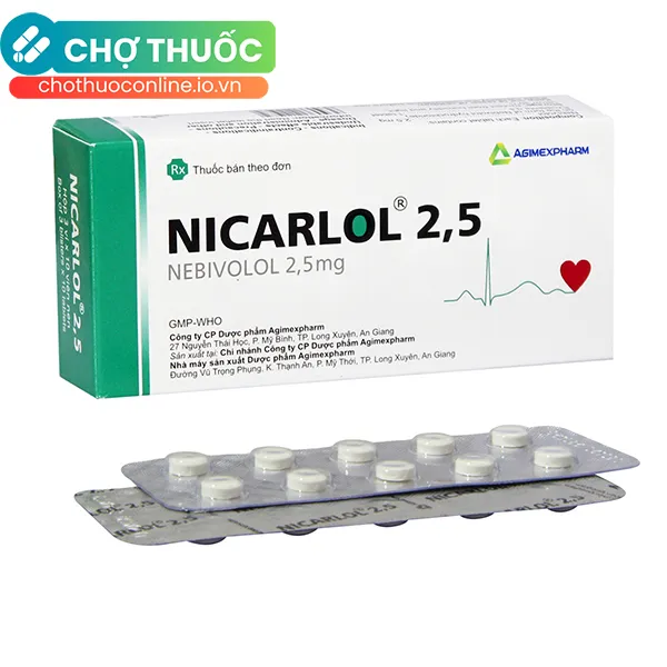 Thuốc Nicarlol 2,5mg điều trị tăng huyết áp, tim mạch (3 vỉ x 10 viên)