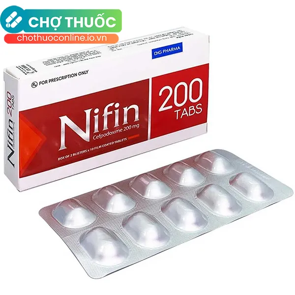 Thuốc Nifin 200 điều trị nhiễm khuẩn đường hô hấp (2 vỉ x 10 viên)