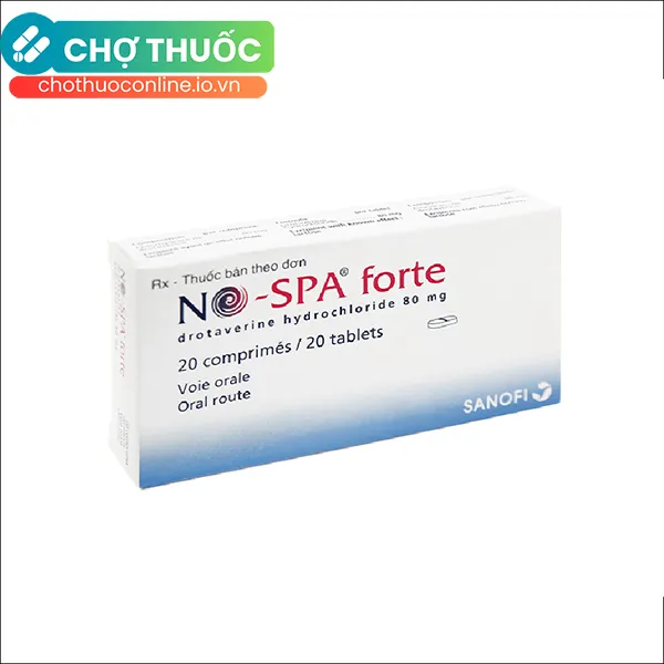 Thuốc No-Spa Forte 80mg Sanofi điều trị co thắt cơ trơn, sỏi túi mật, sỏi ống mật (2 vỉ x 10 viên)