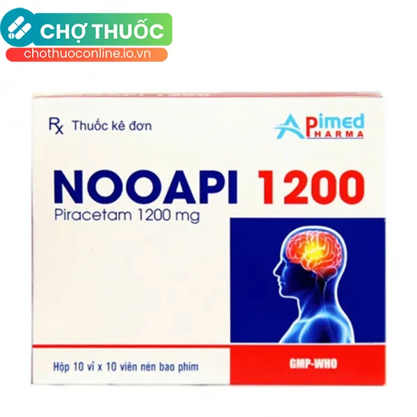 Thuốc Nooapi 1200mg Apimed điều trị hội chứng tâm thần (10 vỉ x 10 viên)