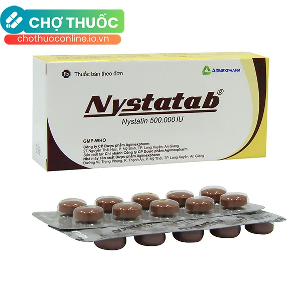 Thuốc Nystatab 500.000 dự phòng và điều trị nhiễm nấm Candida ở đường tiêu hóa (2 vỉ x 10 viên)
