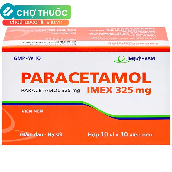 Thuốc Paracetamol 325mg Imex giảm nhức đầu, nhức răng, đau nhức bắp thịt (10 vỉ x 10 viên)