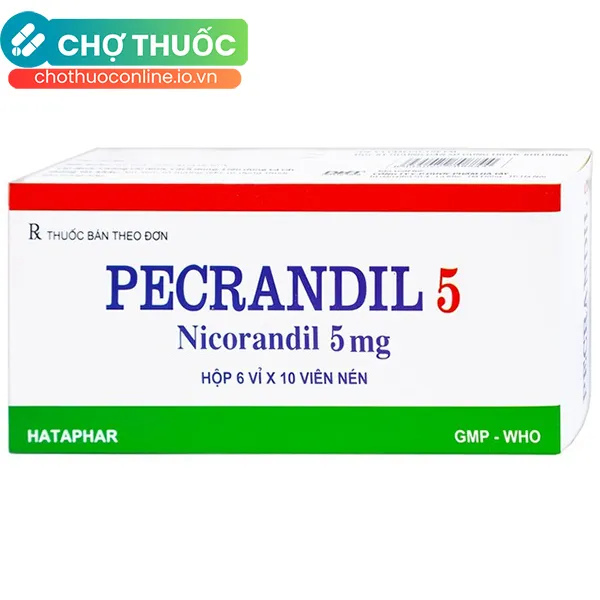 Thuốc Pecrandil 5mg ngăn ngừa và điều trị lâu dài đau thắt ngực (6 vỉ x 10 viên)