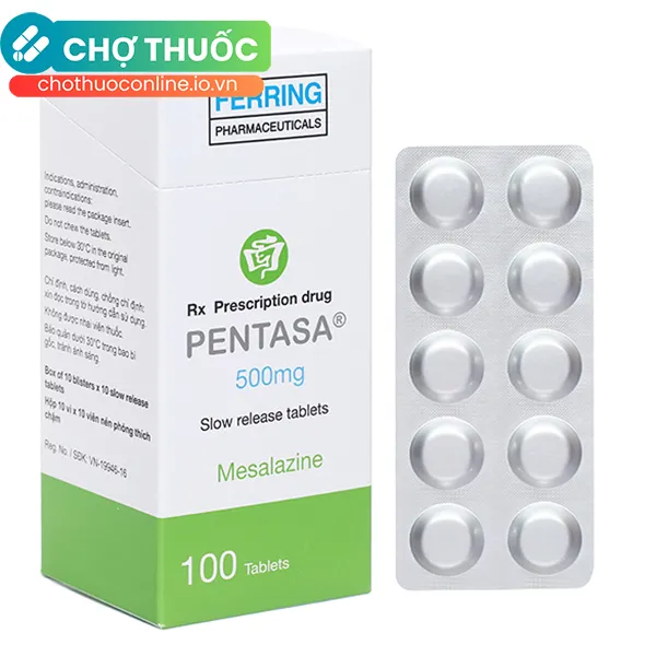 Thuốc Pentasa 500mg Ferring điều trị viêm loét đại tràng (10 vỉ x 10 viên)