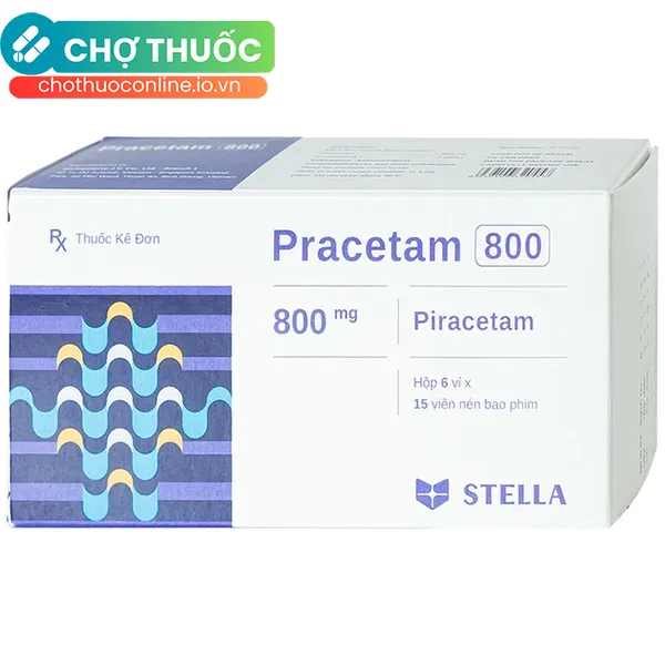 Thuốc Pracetam 800mg Stella điều trị chóng mặt, mất trí nhớ (90 viên)