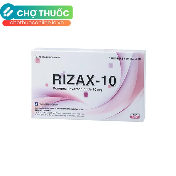 Thuốc Rizax 10mg điều trị bệnh mất trí nhớ mức độ nhẹ và vừa (3 vỉ x 10 viên)