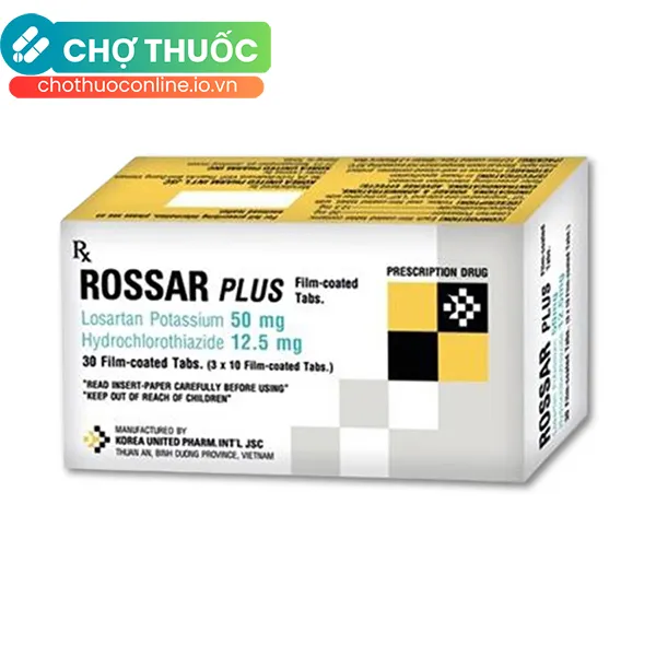 Thuốc Rossar Plus điều trị tăng huyết áp (3 vỉ x 10 viên)