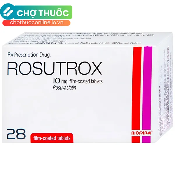 Thuốc Rosutrox 10mg Biofarm điều trị tăng cholesterol trong máu (28 viên)