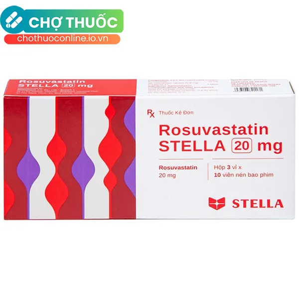 Thuốc Rosuvastatin Stella 20mg điều trị rối loạn lipid máu (3 vỉ x 10 viên)