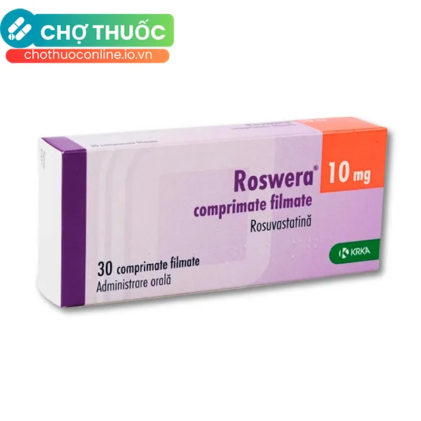 Thuốc Roswera 10mg điều trị tăng cholesterol máu (3 vỉ x 10 viên)