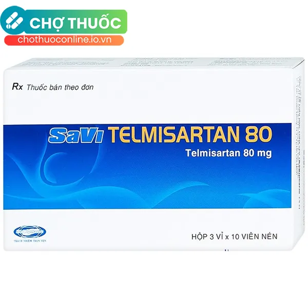 Thuốc Savi Telmisartan 80 điều trị tăng huyết áp (3 vỉ x 10 viên)