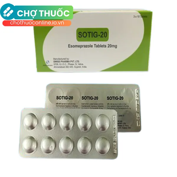 Thuốc SOTIG 20mg điều trị trào ngược dạ dày, thực quản (30 viên)