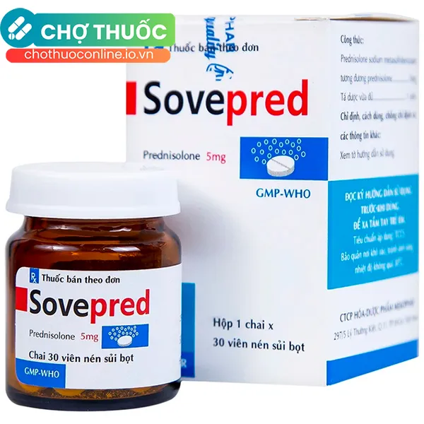 Thuốc Sovepred 5mg Mekophar chống viêm và ức chế miễn dịch (30 viên)