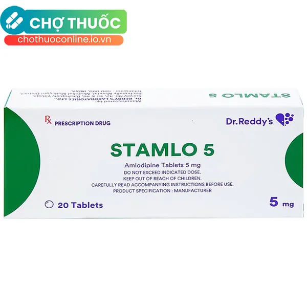 Thuốc Stamlo 5mg Dr.Reddy's điều trị tăng huyết áp (2 vỉ x 10 viên)