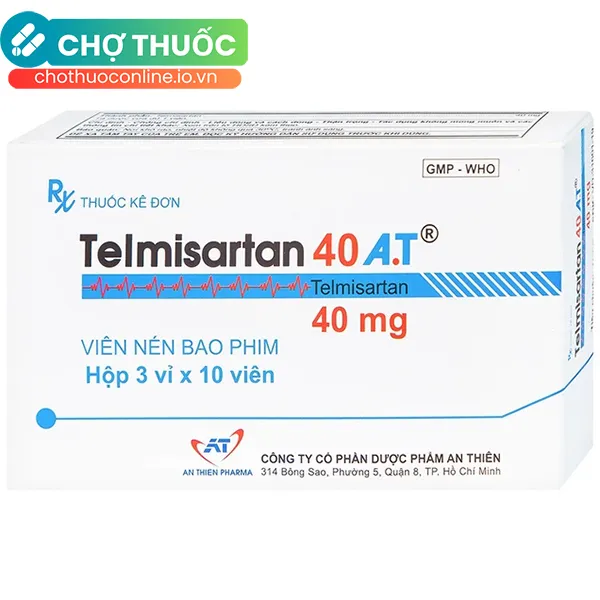 Thuốc Telmisartan 40 A.T An Thiên điều trị tăng huyết áp (3 vỉ x 10 viên)