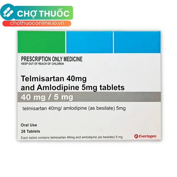 Thuốc Telmisartan 40mg and Amlodipine 5mg điều trị tăng huyết áp (2 vỉ 14 viên)