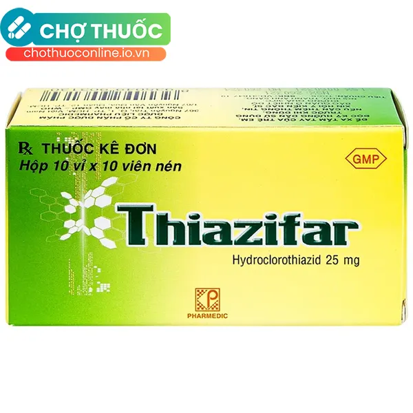 Thuốc Thiazifar 25mg điều trị suy tim, tăng huyết áp (10 vỉ x 10 viên)