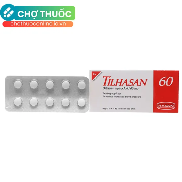 Thuốc Tilhasan 60 Hasan điều trị tăng huyết áp (3 vỉ x 10 viên)