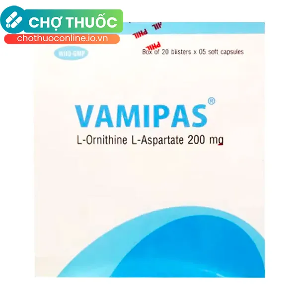 Thuốc Vamipas 200mg hỗ trợ điều trị viêm gan, xơ gan, gan nhiễm mỡ (20 vỉ x 5 viên)