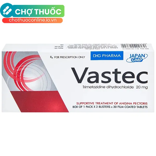 Thuốc Vastec 20MG điều trị đau thắt ngực ổn định ( hộp 2 vỉ x 30 viên)