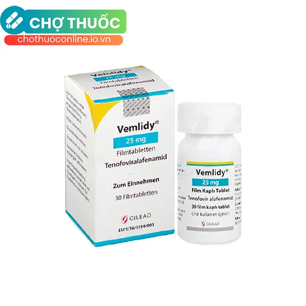 Thuốc Vemlidy 25mg thuốc kháng virus, trị viêm gan B (chai 30 viên)