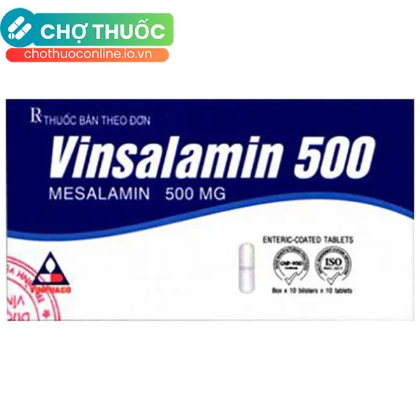 Thuốc Vinsalamin 500mg Vinphaco điều trị viêm loét đại trực tràng chảy máu, bệnh Crohn (30 viên)
