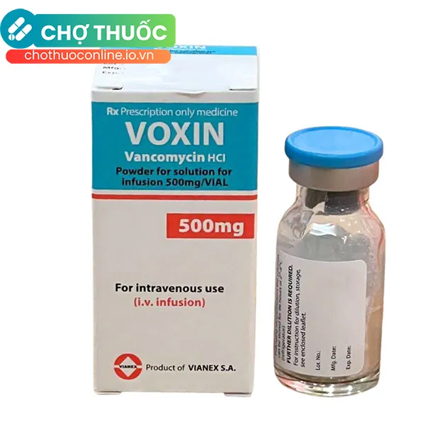 Thuốc Voxin 500mg kháng sinh pha tiêm trị nhiễm khuẩn (hộp 1 lọ)