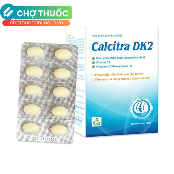 Viên nang CALCITRA DK2 TV. Pharm - Bổ sung Canxi, vitamin D3 (50 viên)
