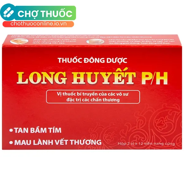 Viên nang cứng Long Huyết P/H Phúc Hưng đặc trị tan bầm tím, mau lành vết thương (2 vỉ x 12 viên)