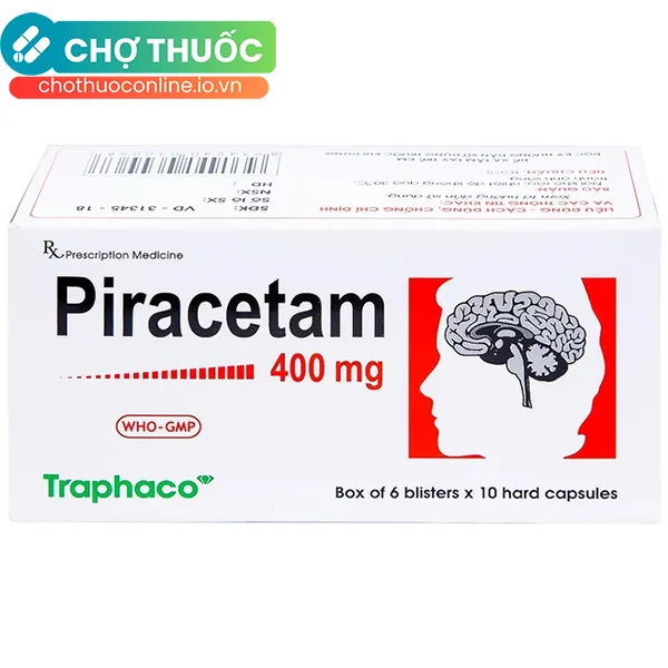 Viên nang cứng Piracetam 400mg Traphaco điều trị triệu chứng chóng mặt, suy giảm trí nhớ (6 vỉ x 10 viên)