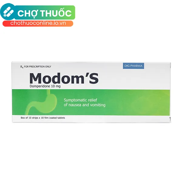 Viên nén Modom's 10mg DHG Pharma điều trị triệu chứng nôn và buồn nôn (10 vỉ x 10 viên)