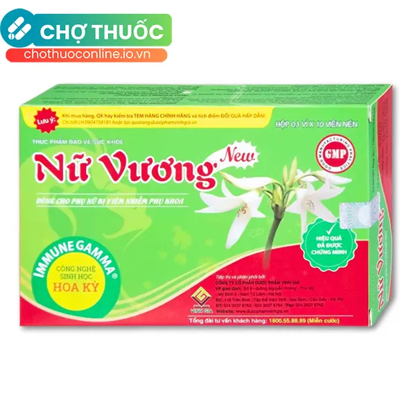 Viên nén Nữ Vương Vinh Gia hỗ trợ làm giảm nguy cơ viêm âm đạo, cổ tử cung (30 viên)