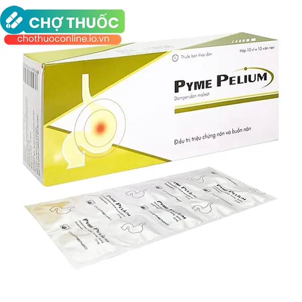 Viên nén Pyme Pelium 10mg điều trị triệu chứng nôn và buồn nôn (10 vỉ x 10 viên)