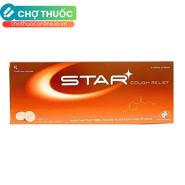 Viên ngậm Star Cough Relief OPV giảm tạm thời triệu chứng ho (2 vỉ x 12 viên)