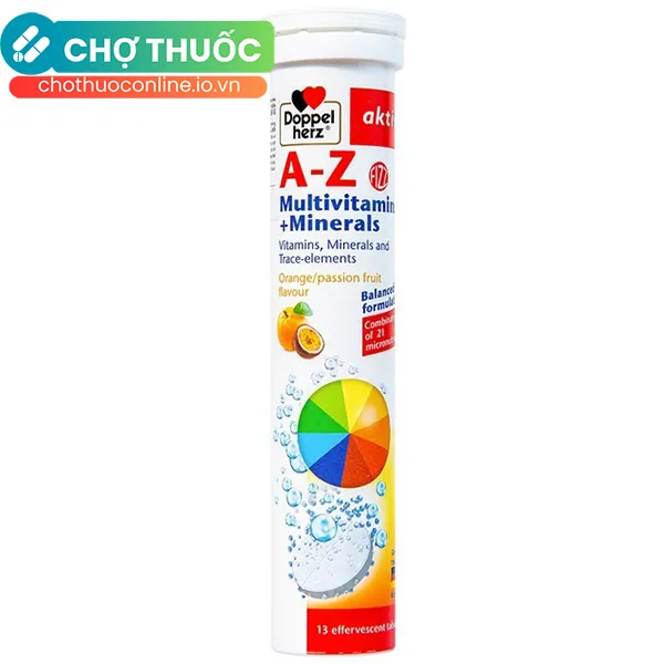 Viên sủi A-Z Fizz Doppelherz Aktiv bổ sung vitamin và khoáng chất (Tuýp 13 viên)