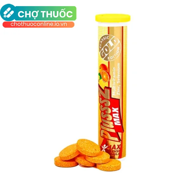Viên sủi Plusssz Max vị cam bổ sung vitamin và khoáng chất cho cơ thể (20 viên)