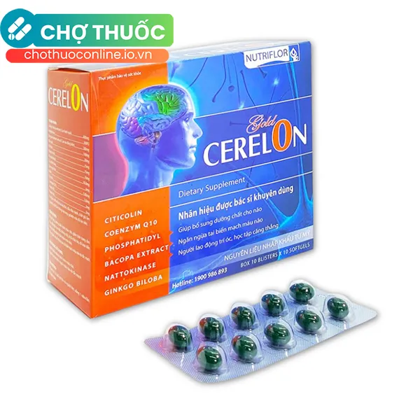 Viên uống bổ não Cerelon Gold – Giúp bổ sung dưỡng chất cho não, ngăn ngừa tai biến mạch máu não (100 viên)