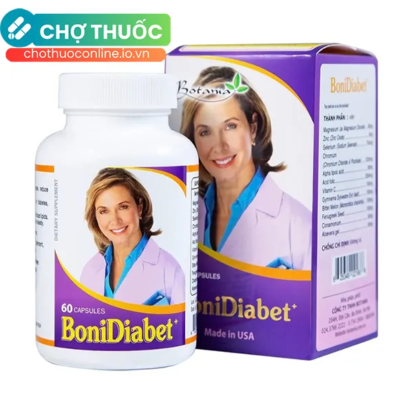 Viên uống BoniDiabet Botania hỗ trợ điều trị bệnh tiểu đường, làm giảm glucose máu (60 viên)