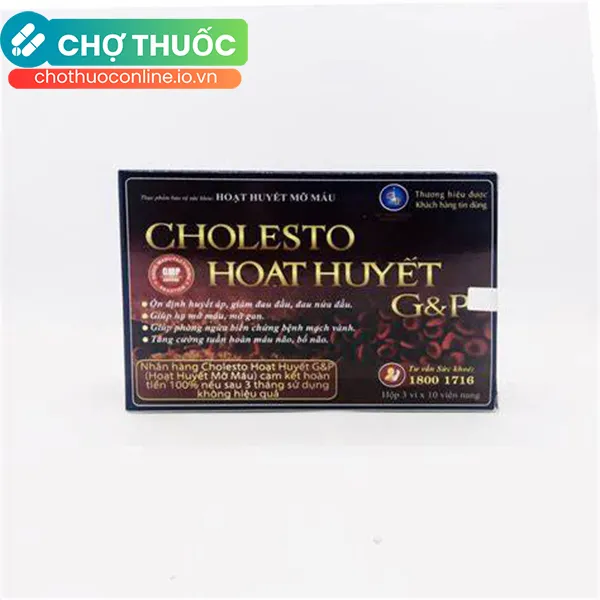 Viên uống Cholesto Hoạt huyết G&P giảm mỡ máu, tăng cường tuần hoàn máu não (30 viên)