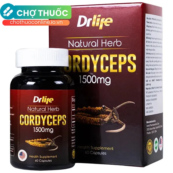 Viên uống Đông Trùng Hạ Thảo Dr Life Natural Herb Cordyceps 1500mg (Hộp 60 viên)