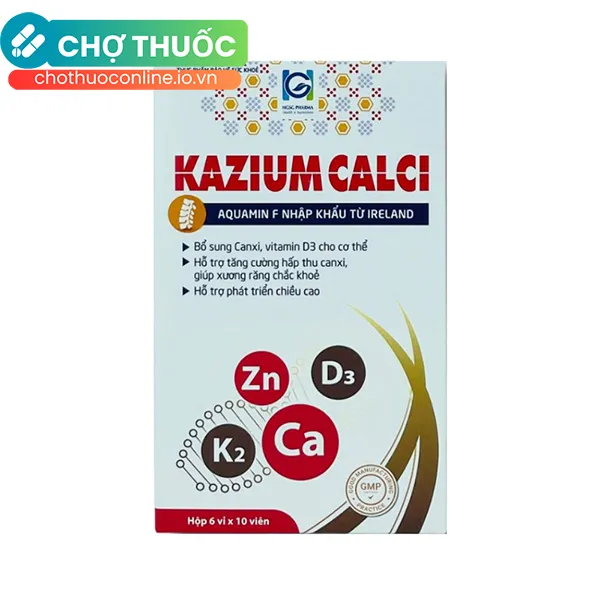 Viên uống hỗ trợ phát triển chiều cao, giúp xương chắc khoẻ KAZIUM CALCI (Hộp 6 vỉ x 10 viên)