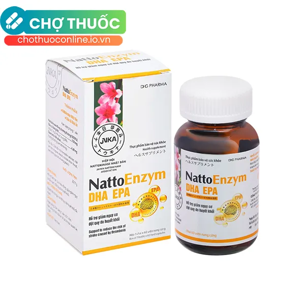 Viên uống NattoEnzym DHA EPA DHG Pharma hỗ trợ giảm nguy cơ tắt mạch, đột quỵ do huyết khối (60 viên)