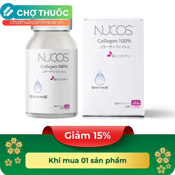 Viên uống Nucos Collagen 100% bổ sung collagen giúp tăng độ ẩm mịn cho làn da (90 viên)